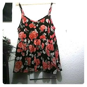 Plus size flowery flowing tank blouse